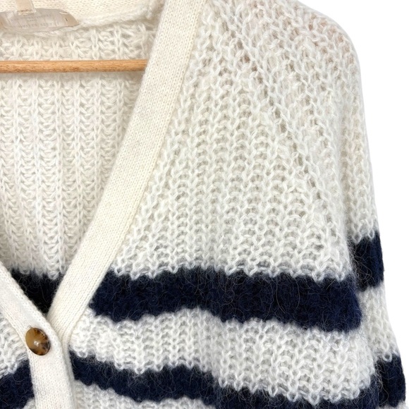 Sézane Basile V-Neck Oversized Striped Cardigan | Sz Small | Ecru White & Navy - Picture 9 of 15